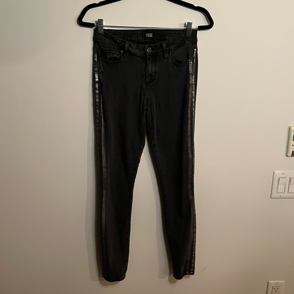 Paige Denim Black Silver Denim Jeans - Size 27